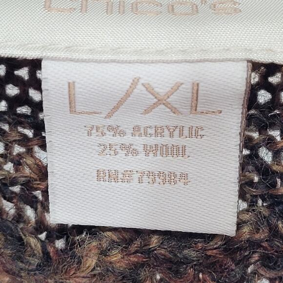 Chico's Brown Chuck Knit Cowl Neck Unstructured Cozy Bohemian Sweater - Picture 10 of 12